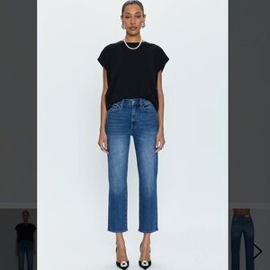 Pistola Charlie High Rise Ankle Straight Jeans in Medium Wash. Size 30.